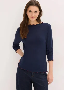 Damen bonprix Shirts & Tops|Geripptes Langarmshirt