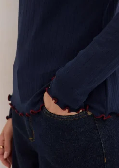 Damen bonprix Shirts & Tops|Geripptes Langarmshirt
