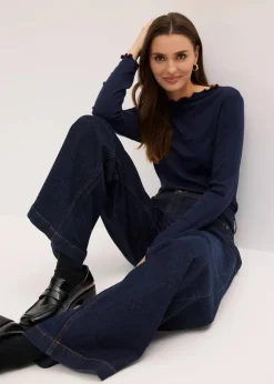 Damen bonprix Shirts & Tops|Geripptes Langarmshirt