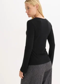 Damen bonprix Basics|Shirts & Tops|Geripptes Langarmshirt