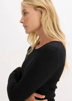 Damen bonprix Basics|Shirts & Tops|Geripptes Langarmshirt