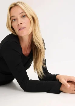 Damen bonprix Basics|Shirts & Tops|Geripptes Langarmshirt