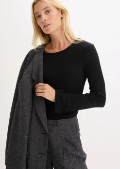 Damen bonprix Basics|Shirts & Tops|Geripptes Langarmshirt