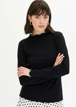 Damen bonprix Shirts & Tops|Geripptes Langarmshirt