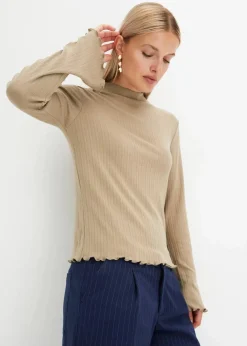 Damen bonprix Shirts & Tops|Geripptes Langarmshirt