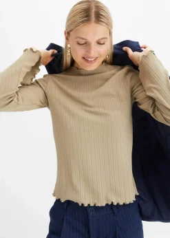 Damen bonprix Shirts & Tops|Geripptes Langarmshirt