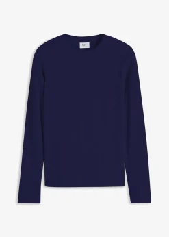 Damen bonprix Shirts & Tops|Basics|Geripptes Langarmshirt aus reiner Baumwolle