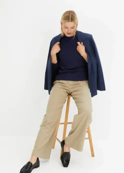 Damen bonprix Shirts & Tops|Basics|Geripptes Langarmshirt aus reiner Baumwolle
