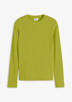 Online Geripptes Langarmshirt aus reiner Baumwolle Damen Shirts & Tops|Basics