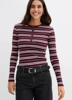 Best Geripptes Langarmshirt aus Bio-Baumwollmix Damen Shirts & Tops