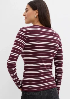 Best Geripptes Langarmshirt aus Bio-Baumwollmix Damen Shirts & Tops