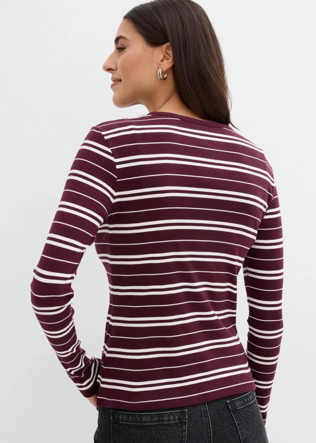Best Geripptes Langarmshirt aus Bio-Baumwollmix Damen Shirts & Tops