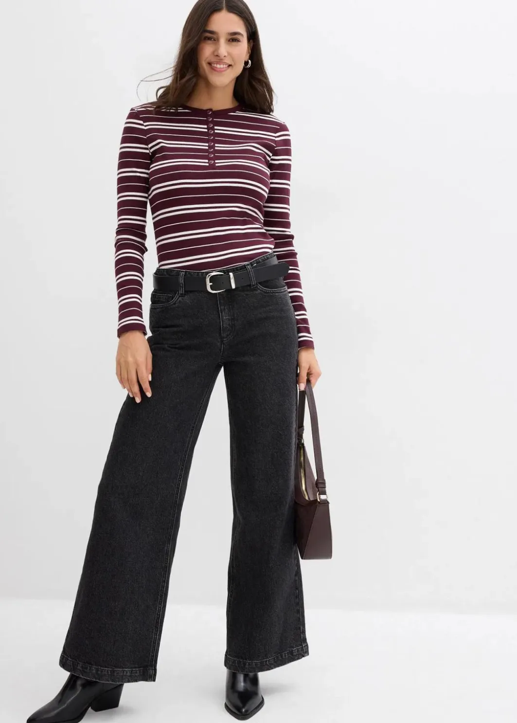 Best Geripptes Langarmshirt aus Bio-Baumwollmix Damen Shirts & Tops