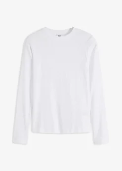 Damen bonprix Shirts & Tops|Basics|Geripptes Langarmshirt aus reiner Baumwolle