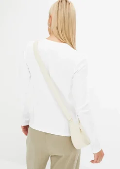 Damen bonprix Shirts & Tops|Basics|Geripptes Langarmshirt aus reiner Baumwolle