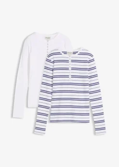 Damen bonprix Shirts & Tops|Geripptes Langarmshirt aus Bio-Baumwollmix