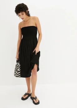 Damen bonprix Bekleidung·Pullover & Strickjacken|Kleider|Gesmoktes Trägerkleid aus leichtem Crêpe