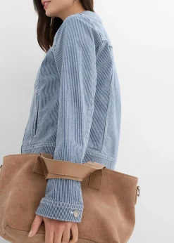 Damen bonprix Jacken & Mäntel|gestreifte Jeansjacke, verkürzt