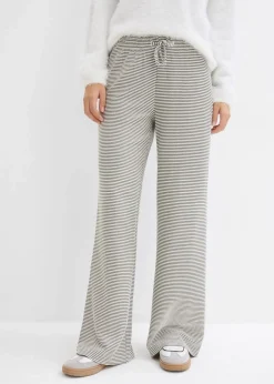 Hot Gestreifte Jersey-Hose mit Kordelzug aus Baumwoll-Mix Damen Hosen|Bekleidung·Kleider