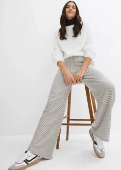 Hot Gestreifte Jersey-Hose mit Kordelzug aus Baumwoll-Mix Damen Hosen|Bekleidung·Kleider