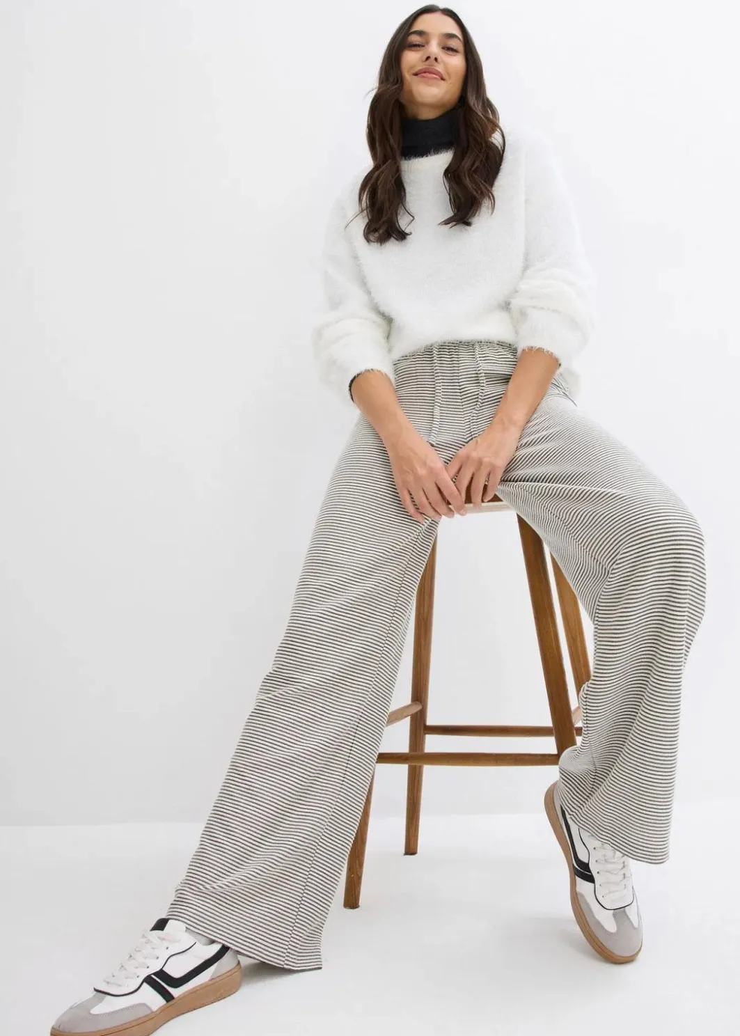 Hot Gestreifte Jersey-Hose mit Kordelzug aus Baumwoll-Mix Damen Hosen|Bekleidung·Kleider