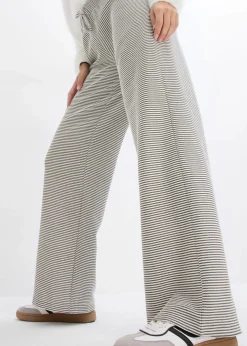 Hot Gestreifte Jersey-Hose mit Kordelzug aus Baumwoll-Mix Damen Hosen|Bekleidung·Kleider