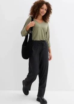 Damen bonprix Bekleidung·Kleider|Hosen|Gestreifte Jersey-Hose mit Kordelzug aus Baumwoll-Mix