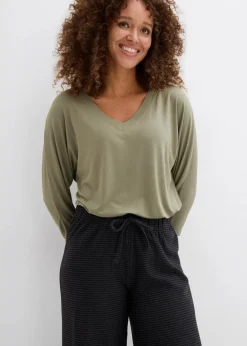Damen bonprix Bekleidung·Kleider|Hosen|Gestreifte Jersey-Hose mit Kordelzug aus Baumwoll-Mix