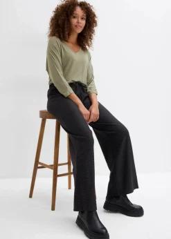 Damen bonprix Bekleidung·Kleider|Hosen|Gestreifte Jersey-Hose mit Kordelzug aus Baumwoll-Mix