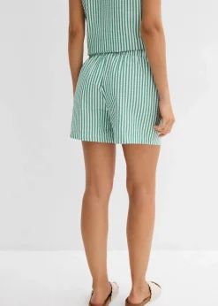 Outlet Gestreifte Schlupf-Shorts aus reiner Baumwolle Damen Bekleidung·Outdoorbekleidung|Bekleidung·Kleider