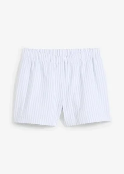 Gestreifte Schlupf-Shorts aus reiner Baumwolle Damen Hosen|Shorts