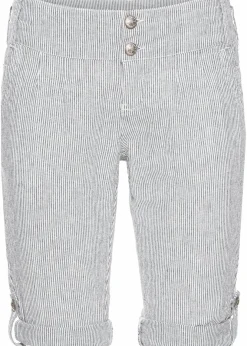 Outlet Gestreifte Shorts aus Leinen Damen Shorts|Hosen