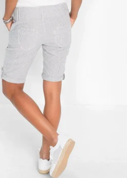Outlet Gestreifte Shorts aus Leinen Damen Shorts|Hosen