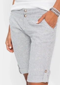 Outlet Gestreifte Shorts aus Leinen Damen Shorts|Hosen