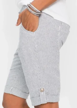 Outlet Gestreifte Shorts aus Leinen Damen Shorts|Hosen
