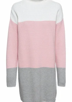Damen bonprix Pullover & Strickjacken|Strickmode|Gestreifter Long-Pullover