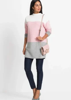 Damen bonprix Pullover & Strickjacken|Strickmode|Gestreifter Long-Pullover