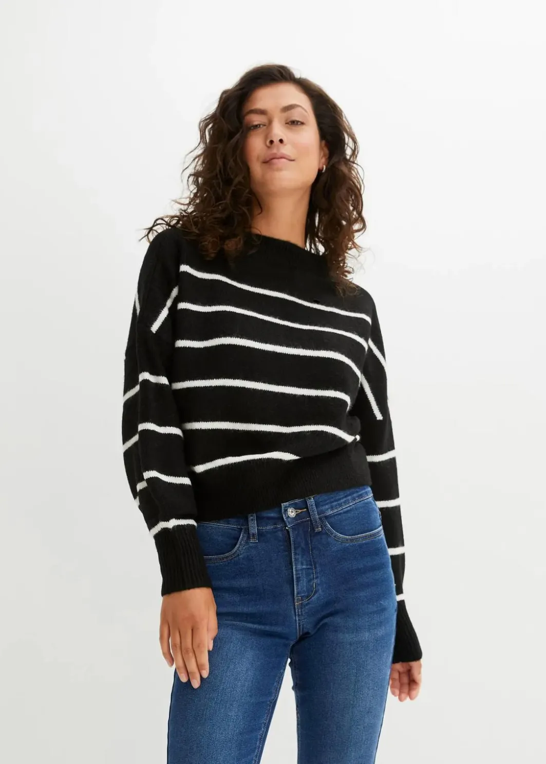 Outlet Gestreifter Pullover im Oversized Fit Damen Pullover & Strickjacken|Strickmode
