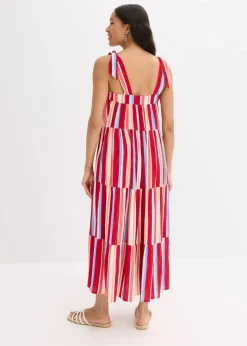 Damen bonprix Kleider|Nachhaltigere Materialien|gestreiftes Trägerkleid aus strukturierter Viskose
