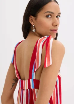 Damen bonprix Kleider|Nachhaltigere Materialien|gestreiftes Trägerkleid aus strukturierter Viskose