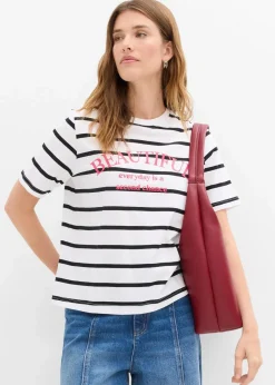 Damen bonprix Shirts & Tops|Nachhaltigere Materialien|Gestreiftes T-Shirt aus reiner Baumwolle