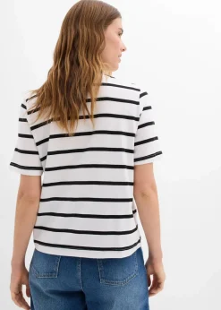 Damen bonprix Shirts & Tops|Nachhaltigere Materialien|Gestreiftes T-Shirt aus reiner Baumwolle