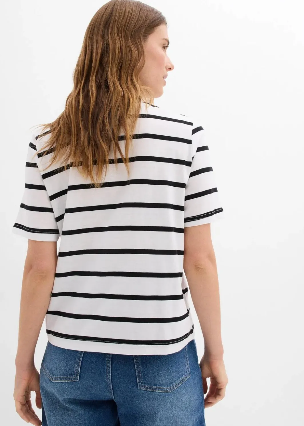 Damen bonprix Shirts & Tops|Nachhaltigere Materialien|Gestreiftes T-Shirt aus reiner Baumwolle