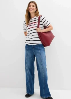 Damen bonprix Shirts & Tops|Nachhaltigere Materialien|Gestreiftes T-Shirt aus reiner Baumwolle