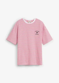 Damen bonprix Shirts & Tops|Nachhaltigere Materialien|Gestreiftes T-Shirt mit Stickerei