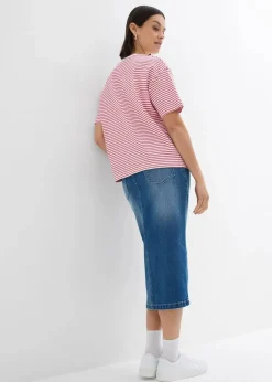 Damen bonprix Shirts & Tops|Nachhaltigere Materialien|Gestreiftes T-Shirt mit Stickerei
