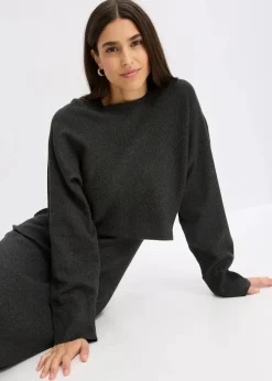 Damen bonprix Kleider|Nachhaltigere Materialien|Gestricktes Kleiderset (2-tlg. Set)