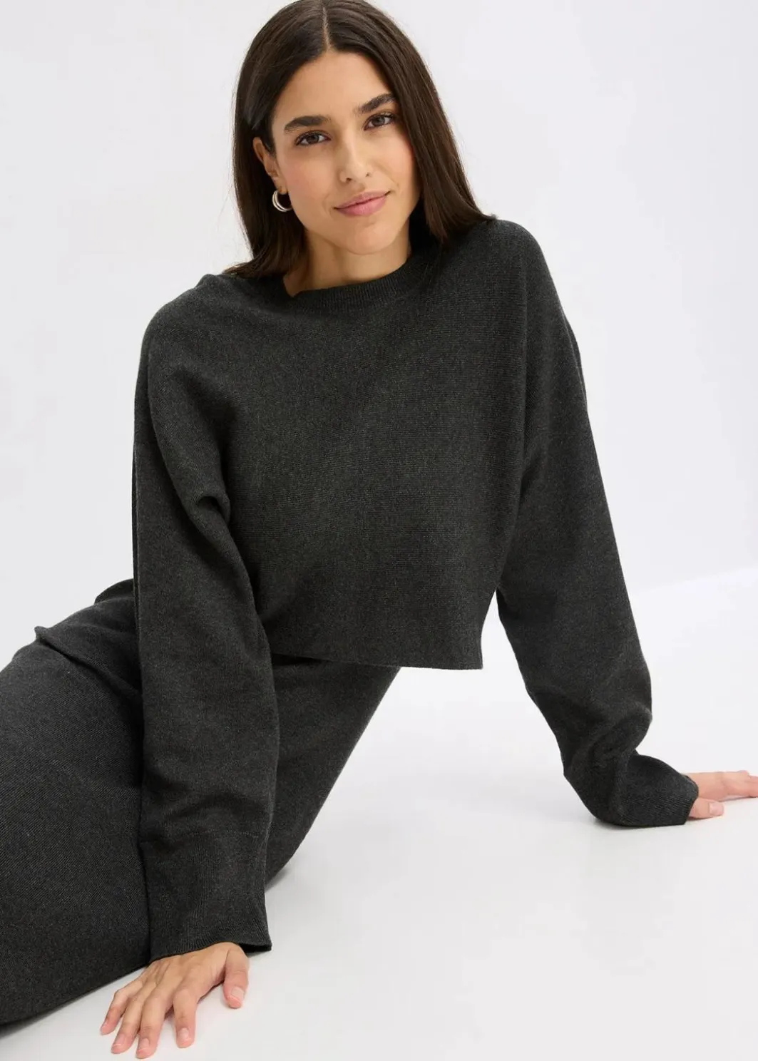 Damen bonprix Kleider|Nachhaltigere Materialien|Gestricktes Kleiderset (2-tlg. Set)
