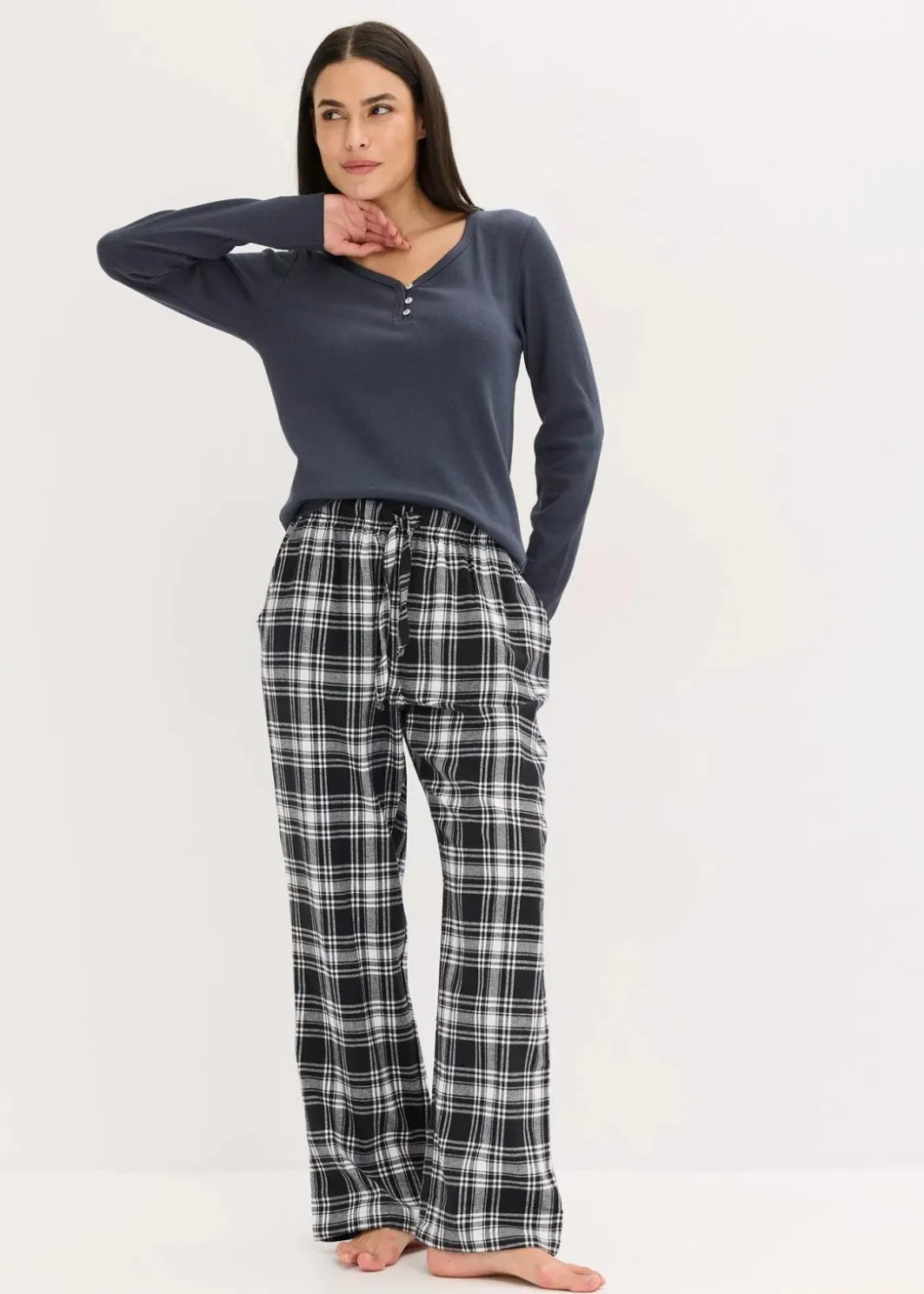 Damen bonprix Wäsche·Nachtwäsche|Nachtwäsche|Gewebte Pyjamahose aus Flanell