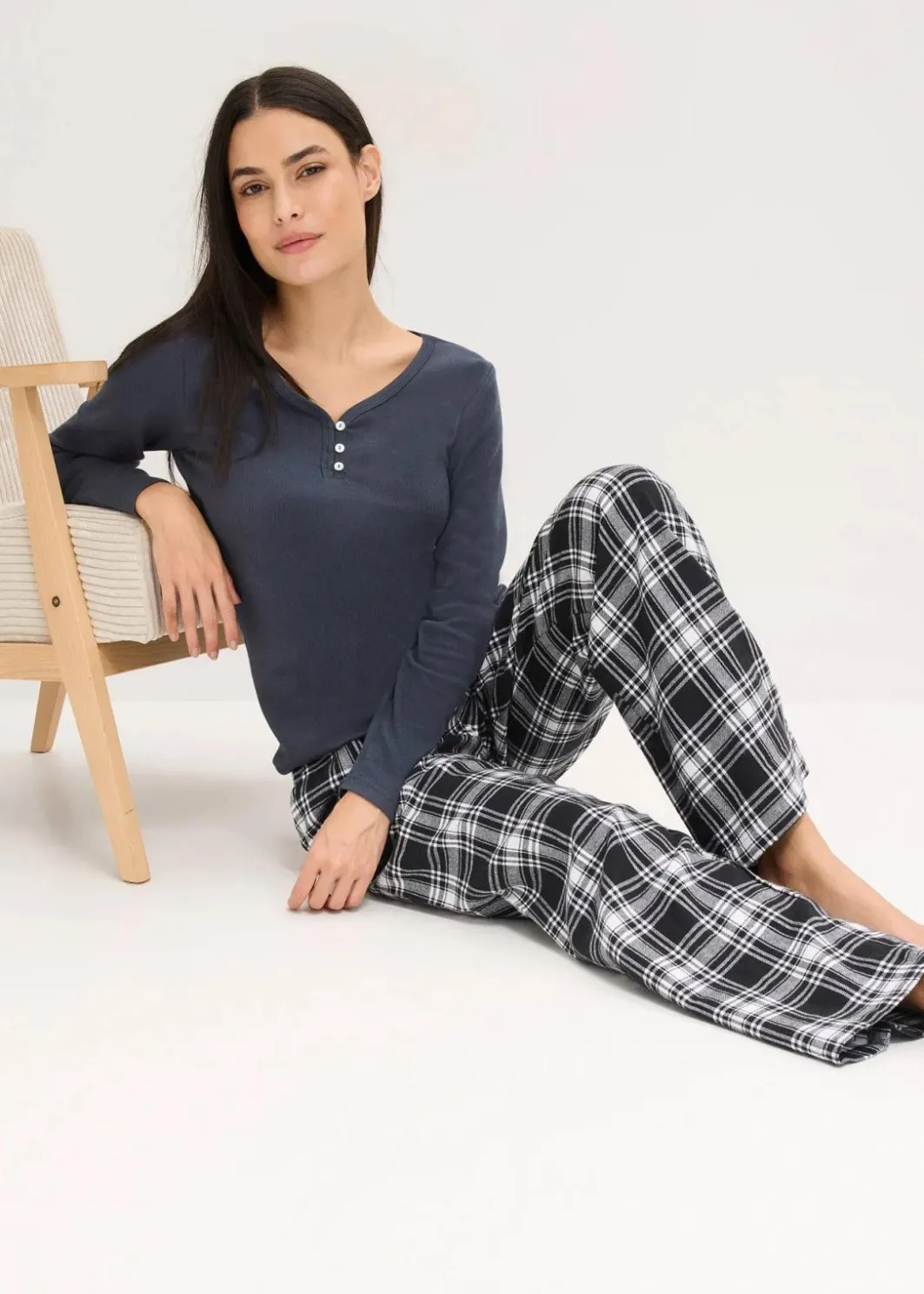 Damen bonprix Wäsche·Nachtwäsche|Nachtwäsche|Gewebte Pyjamahose aus Flanell